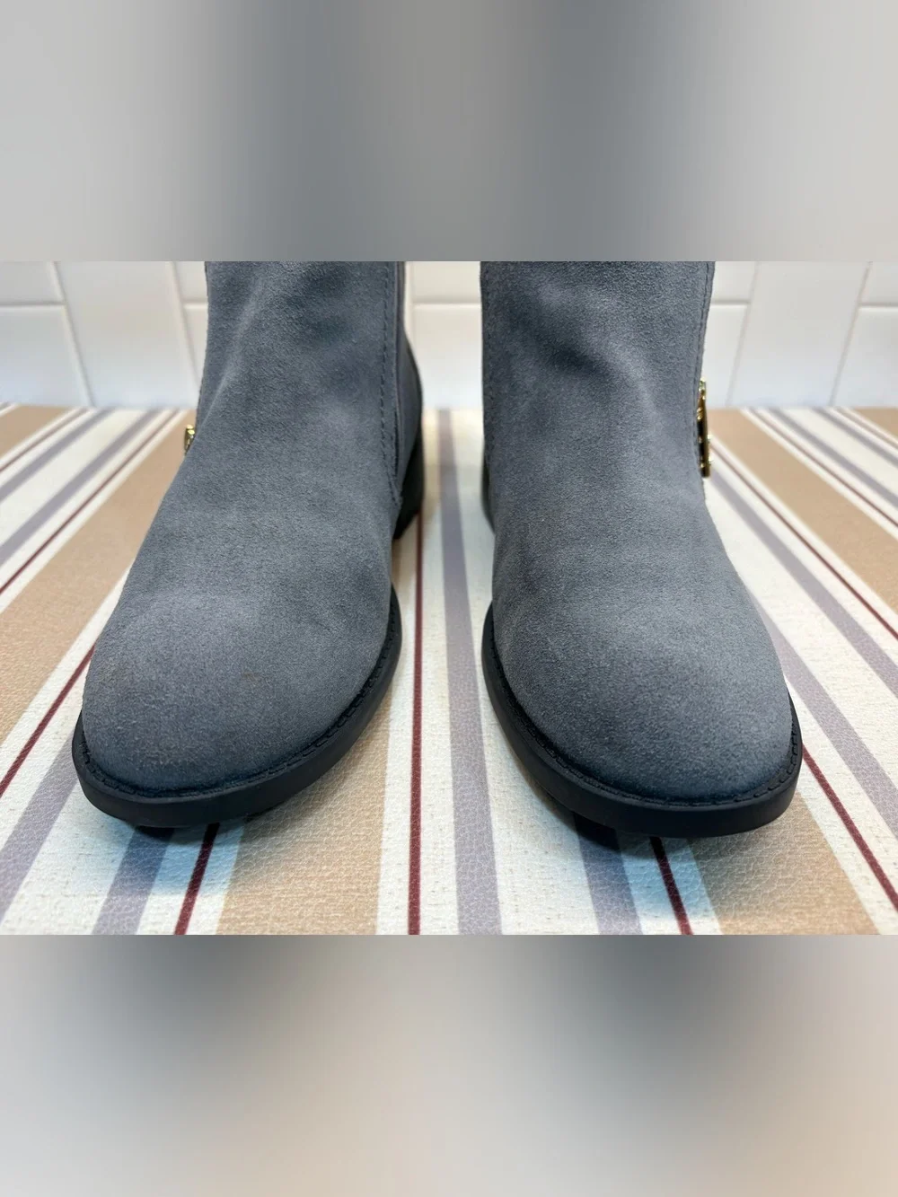 Cole Haan Quinney Waterproof Grey Bootie Leather Suede Women Size 8B W04745